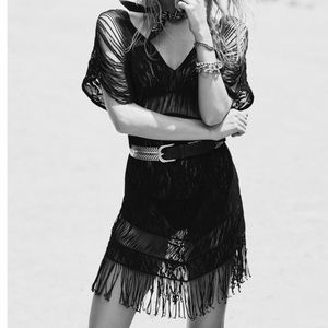 Beach bunny Indian Summer lace dress in Black